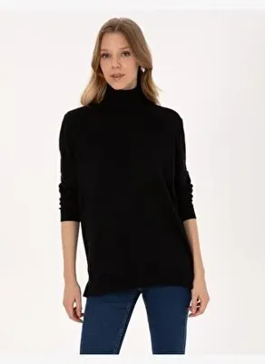 Pierre Cardin Siyah Comfort Fit Tam Balıkçı Yaka Basic Kazak50316385-VR046