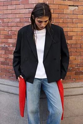 Pull & Bear Çizgili boxy blazer