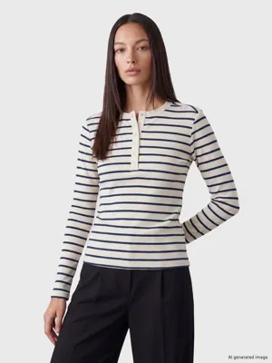 LCW EVERYDAY Bisiklet Yaka Çizgili Kadın Body
