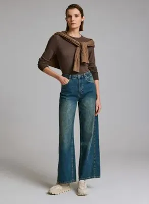 Pierre Cardin OLAS-P Mavi Kadın Loose Fit Denim Pantolon