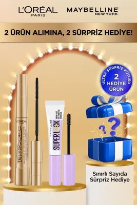 L'Oréal Paris Telescopic Maskara + Super Lock Kaş Sabitleyici - Ultra Sürpriz Kutu Hediye!