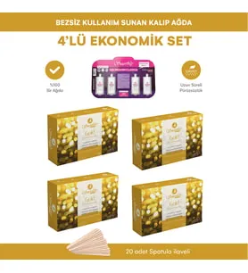 Smoothly GOLD kalıp ağda 500 g x 4 adet 2000 G. 20 adet spatula 4 lü tüy losyon