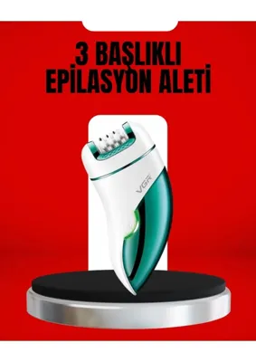 Sbus Shop 3'ü 1 Arada Epilatör Su Geçirmez Metal Başlıklı LED Işıklı 90 Dakika Şarjlı