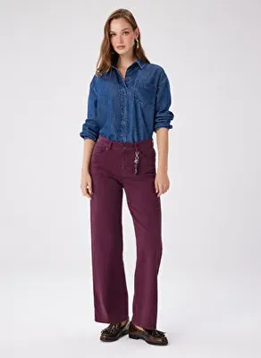 Faik Sönmez Bordo Kadın Denim Pantolon UW27JPN001