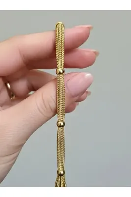 XUPING JEWELRY 14k Altın Kaplama Çoklu Zincir Top Detaylı Kadın Bileklik – Kararmaz Xuping Model