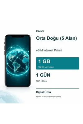 Genel Markalar Orta Doğu (5 Alan) eSIM İnternet Paketi Günlük 1 GB 1 Gün - FUP 1 Mbps