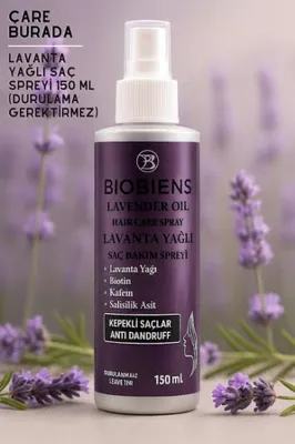 Biobiens Lavanta Yağlı Saç Spreyi 150 Ml (Biotin & Kafein & Salisilik Asit) (Kepekli Saçlar)