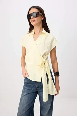 TRENDYOLMİLLA Sarı Kruvaze Kapama Bluz TWOSS26BZ00857