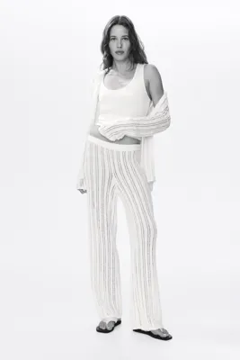 H&M Tığ İşi Görünümlü Geniş Pantolon