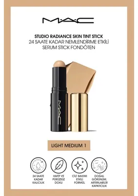 MAC M.A.C Studio Radiance Skin Tint Stick 24 Saate Kadar Nemlendirme Etkili Serum Stick Fondöten - Light Medium 1
