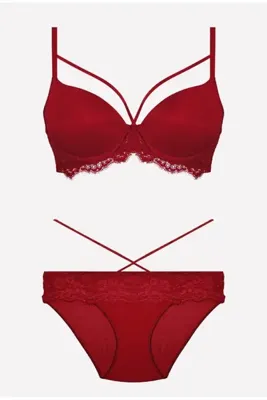 Genel Markalar Kadın Bordo Desteksiz Bralet Sütyen Külot Takım