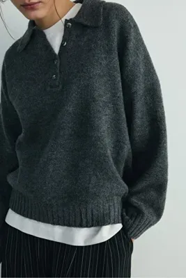 Suud Collection Füme Rani Polo Yaka Oversize Kazak