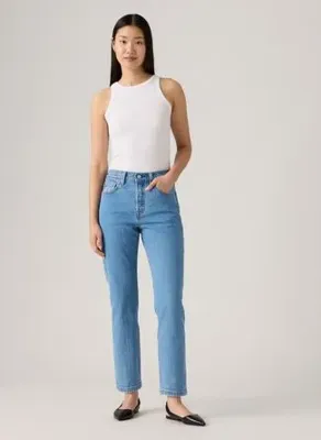 Levis Açık Mavi Kadın  Straight Denim Pantolon 501  CROP GREAT STORY