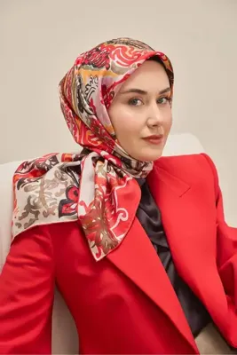 Silk Home Twill İpek Eşarp Art Desen Kırmızı 90x90