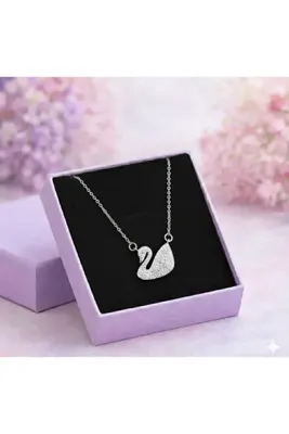 shop GÜMÜŞ RENK KUĞU KOLYESİ ÇELİK