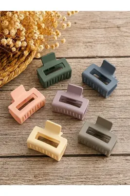 Laria Kadın Minimalist Pastel Renkli 6'lı Mat Mandal Toka Seti