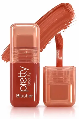 Pretty Beauty Likit Allık Kiremit Rengi – Sıcak Tonlu Doğal Görünümlü Yanak Makyajı, Sünger Aplikatörlü Blusher