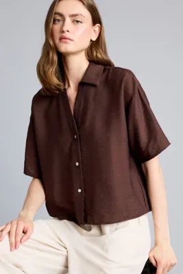 DeFacto Regular Fit Kahve Rengi Kısa Kollu Gömlek H7939AX26SM