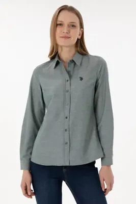 U.S. Polo Assn. Kadın Koyu Yeşil Uzun Kollu Basic Gömlek 50297002-VR079