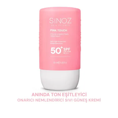 Sinoz Pink Touch Ton Eşitleyici Pembe Sıvı Güneş Kremi SPF50+ 50 ml