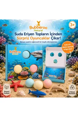 Bubberoo Dinozor Vadisi Sürpriz Oyuncaklı Banyo Topu Seti 3'lü | Çocuk Banyo Bombası | 3+ Yaş