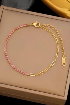The Collection Kadın Lüks Su Yolu Zincirli Gold Kararmaz Çelik Bileklik