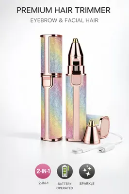 Eco Lounge 2in1 USB Şarjlı Yüz ve Kaş Tüy Alıcı, Tahrişsiz Hassas Kesim ve Premium Simli Gövde