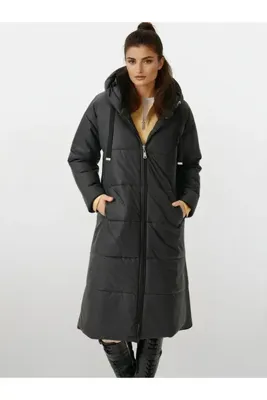 hazelin Kadın Siyah Kapşonlu Uzun Oversize Şişme Mont HZL22W-BD151201