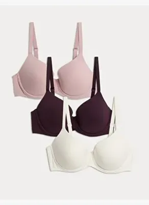 Marks & Spencer 3'lü Pamuklu T-Shirt Sütyeni Seti