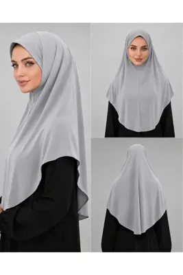 AHRAR tesettür Malezya model sandy hazır hijab khimar eşarp hac umre namaz günlük kullanıma uygun gri
