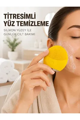 ucuzteknom Elektrikli Silikon Yüz Temizleme Fırçası Şarjlı Ayarlanabilir Titreşimli Cilt Bakımı
