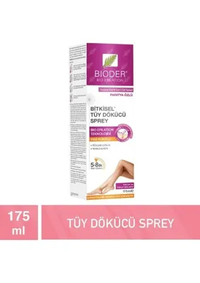 Bioder Bitkisel Ekstreli Tüy Dökücü Sprey 175 ml – Kısa Tüylerde Etkili, Kadınlar İçin Zor Bölgelerde Rahat Kullanım