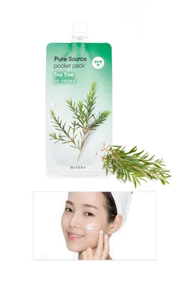 MISSHA Çay Ağacı Özlü Yağ Kontrolü Sağlayan Uyku Maskesi Pure Source Pocket Pack (TEA TREE)