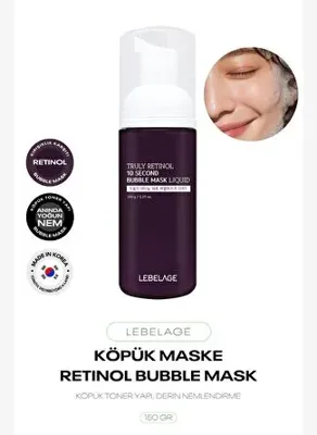 Lebelage Retinol İçeren Kırışıklık Karşıtı Bakım Sağlayan Köpük Maske Truly Retinol 10 Second Bubble Mask