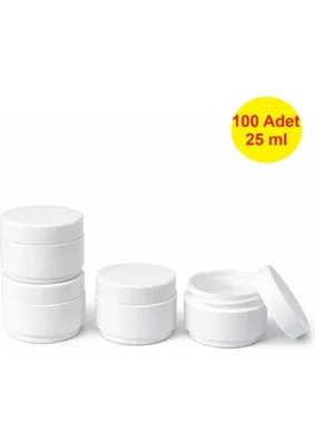 Demet Home 100 Adet Beyaz Renk Mini 25 Ml Boş Pomat-krem-kozmetik-Ecza Kutusu Plastik Krem Kavanozu 25 CC
