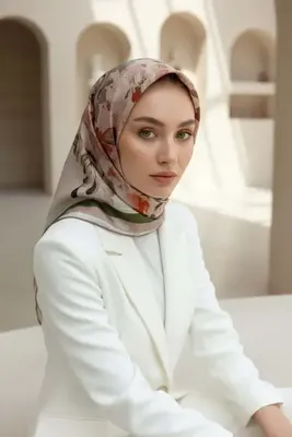 Vissona %100 Twill İpek Bahar Çiçekleri Desenli Narçiçeği - Haki Renkli 90x90 Eşarp Dikim Şekli : El Dikişi