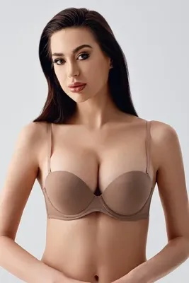 C&City Double Push-Up Dolgulu Straplez Sütyen C17040 Capucino