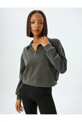 Koton Yarım Fermuarlı Modal Dik Yaka Spor Sweatshirt