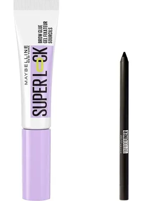 Maybelline New York Super Lock Brow Glue Kaş Sabitleyici Maskara & Maybelline Tattoo Mini Jel Göz Kalemi Hediyeli