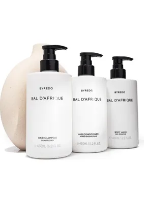 BYREDO Bal D'afrique Hair Shampoo 450 ml + Hair Conditioner 450 ml + Body Wash 450 ml