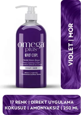 Omega Plus Bad Girl Mor Saç Boyası 250 ml Amonyaksız Bitkisel Pigment Canlı ve Parlak Renk