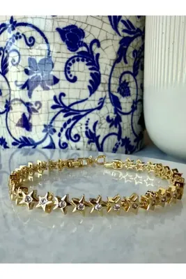 Merishe Jewerly CM Jewerly Yıldız 14K Kaplama Çelik Bileklik