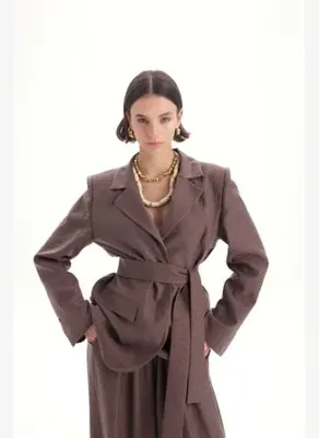 Mai Collection Arisa Kemer Detay Kahve Blazer Ceket