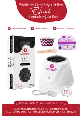 Smoothly 2 Yıl Garantili Erkek Ağda Sir Ağda Boncuk Ağda Makinası 1 x 220 G Boncuk Ağda 1 Ad. Tüy Losyon 4 Ad. Spatula Eritme Kabı