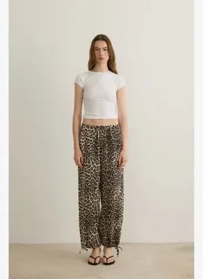 boneqa barcelona Aitana Büzgülü Paça Leopar Desenli Jogger Pantolon