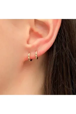 Heppii 8 mm Cerrahi Çelik Halka Küpe Gold Renkli