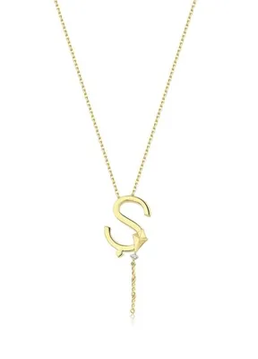 Bendis Design Deniz Ş Harfi Gold 925 Ayar Gümüş Kadın Kolye