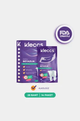 kleccs Diş Beyazlatma Bandı, Profesyonel Beyazlık, 14 Paket-28 Bant, Profesyonel Diş Beyazlatma Bandı, Günlük ve Bireysel Kullanıma Uygun