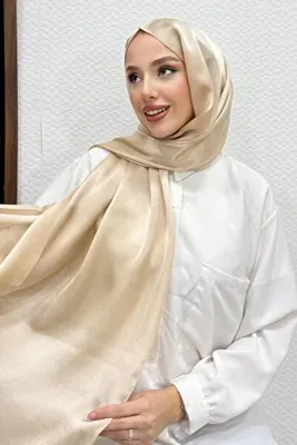 Lamia Giyim İnci Saten Şal Krem