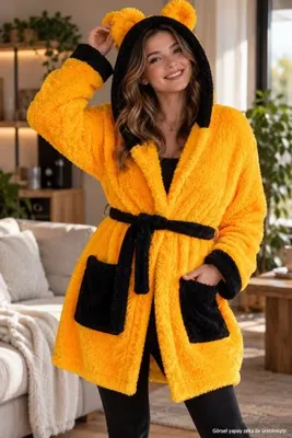 Özgüner Oyuncak Kapüşonlu Unisex Welsoft Peluş Sabahlık, Bornoz - Yumuşak ve Sıcak Tutan